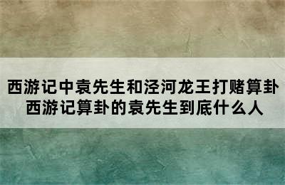 西游记中袁先生和泾河龙王打赌算卦 西游记算卦的袁先生到底什么人